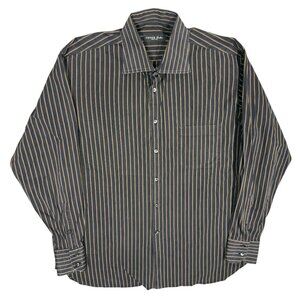 Corneliani Trend Dress Shirt Made in Italy Striped Cotton 43 17 XL